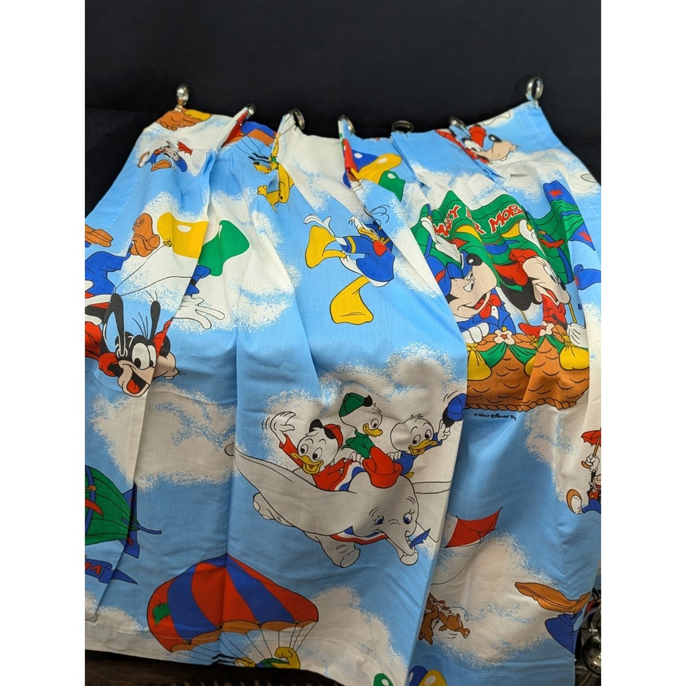 VTG 80's Disney Mickey Mouse 2 Sets Twin Sheets Pillowcase Curtains w/ Vallance - Picture 2 of 8